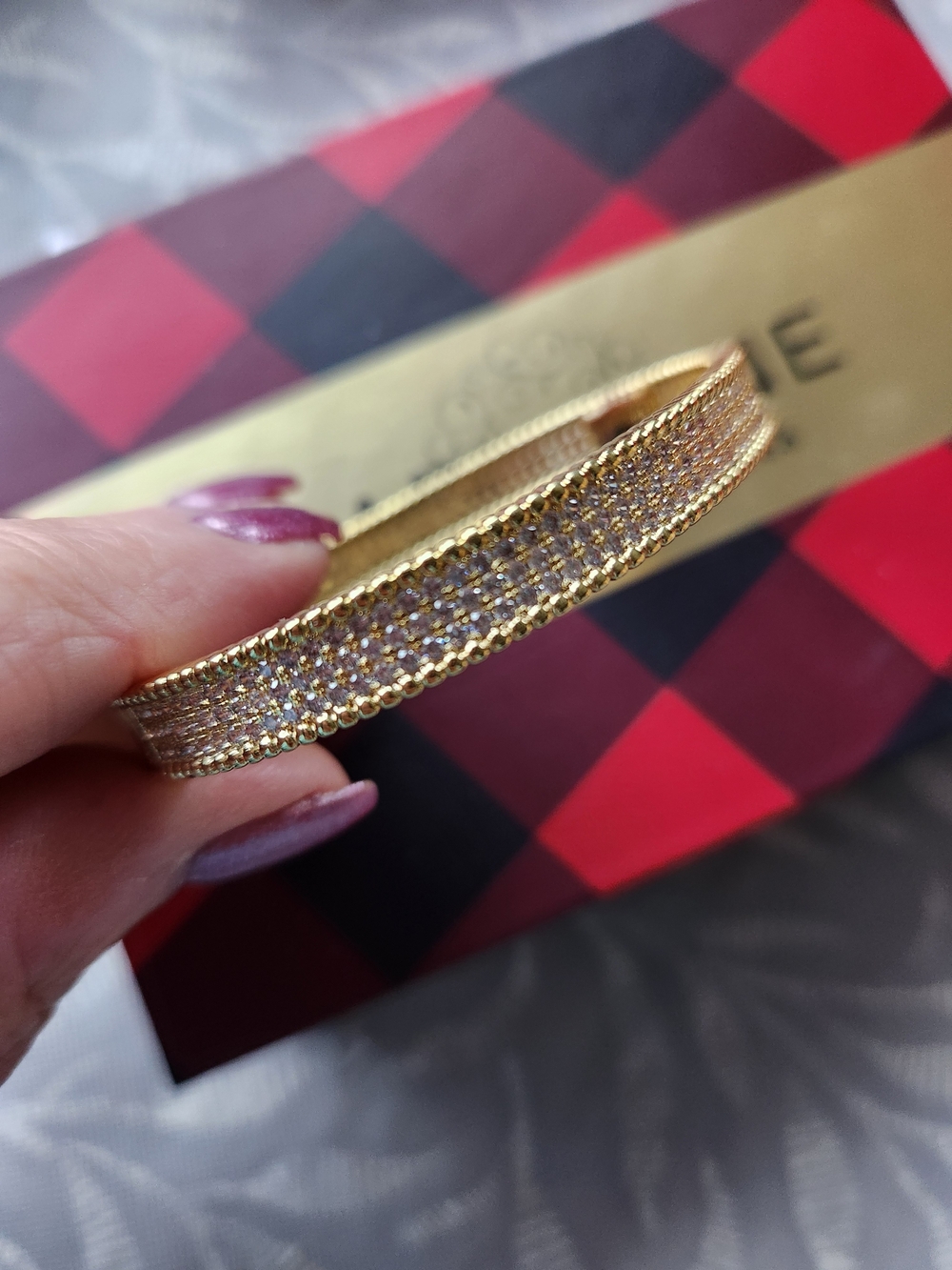 parklane  Gold Crystal Pavé Hinge bangle Bracelet